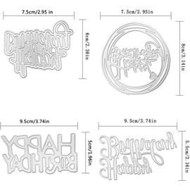 4 Pcs Die Cuts for Card Making Happy Birthday Letter Metal Die Cuts Happy Birthday Cutting Dies Card Making Supplies DIY Die Cutters Card Making Die Stencils for Scrapbooking