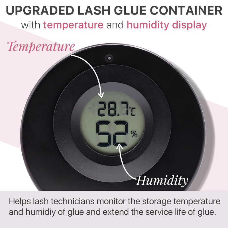 Pretty memory Eyelash Glue Storage Container with Digital Display, Temperature