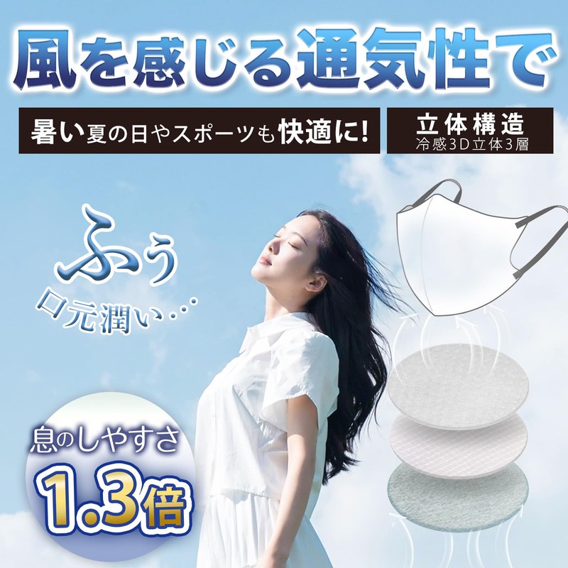 [ICHIMIZU] マスク 立体 不織布 3dマスク バイカラー 血色マスク 耳が痛くならない 肌に優しい使い捨てマスク 丸顔