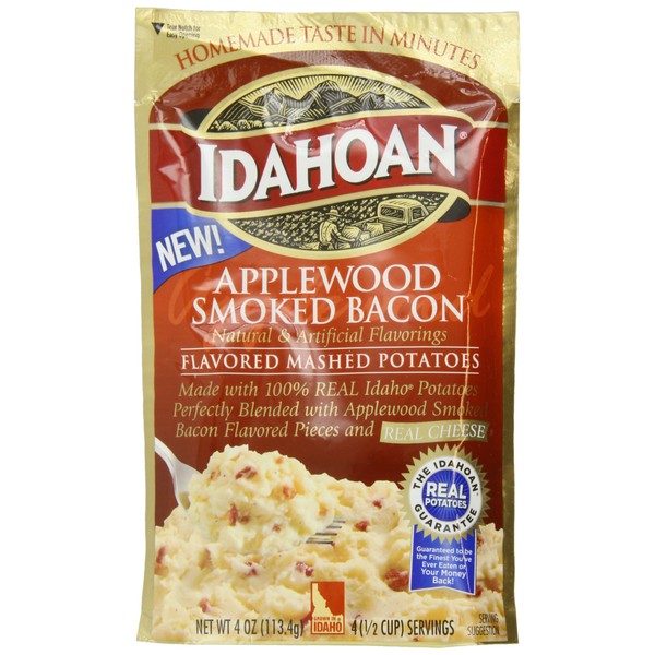 Idahoan Mashed Potatoes, Applewood Smoked Bacon, 4 Ounce (Pack of 12)
