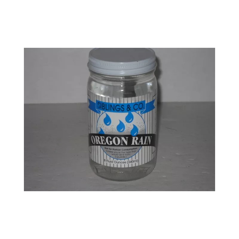 Oregon Rain, 8 oz Bottled Rain Water (not for drinking),