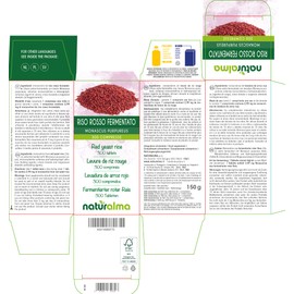 Fermented red rice (Oryza sativa fermented with Monascus purpureus yeast) natural alma | 150 g | 300 tablets of 500 mg | dietary supplement | natural and vegan