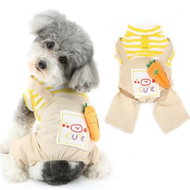 Ranphy Small Dog Clothes T-shirt, Cute, Dog Clothes, Carrot Pattern, Dog Clothing, Romper, Popular, Costume, Walks, Four Legs Outings, Spring and Summer Clothes, Dog Wear, Striped Pattern, Pajamas,
