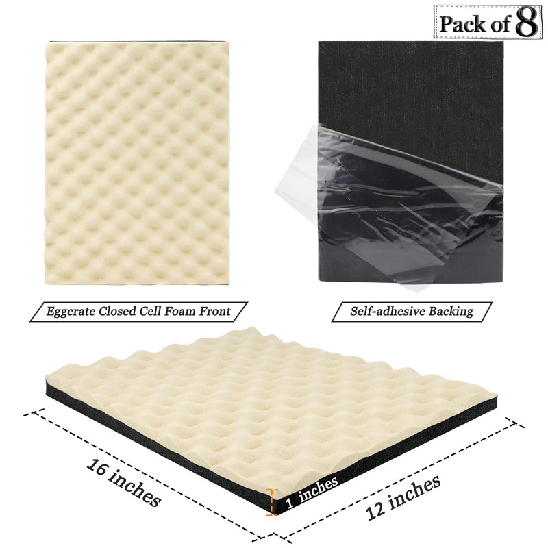 BXI Soundproofing Closed Cell Foam - 8 Pack Self-Adhesive 16''