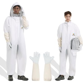 ACLUYSKA Bee Suit for Men Women Sting Proof, Polycotton Beekeeping Suits Beekeeper Costume&with Glove &Ventilated Hood, Bee Outfit for Backyard (XXL)