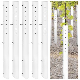 Pushglossy 5 Pack Tree Grow Tube Seedling Protectors Slit Tree Grow Guard with Releasable Zip Ties Guard Small Plant Shelter Split Plant Protector for Outdoor Sapling Cuttings (48 Inch)