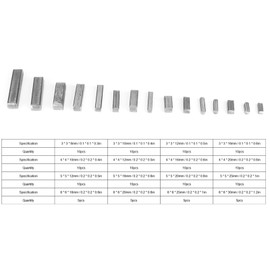 140Pcs Pulley Keyway Key, 8mm-30mm Key Stock Pulley, 16 Sizes Shaft Feather Key Keyway Stock Set for Fasteners Mechanical Industry