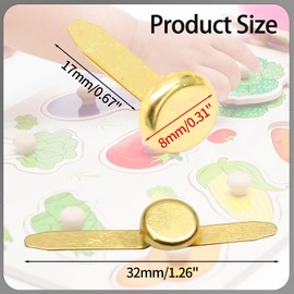 Bonsicoky 100 PCS Mini Brads Fasteners - Mini Round Head Metal Paper Fasteners for DIY Craft - Gold(8mm*17mm)