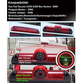 HD 18MM Top Lens Third Brake Light Rear View Parking Camera IR Night Vision for Van Fiat Ducato X250 X290 2006/Peugeot Boxter 2006/Citroen Jumper 2006 (rear view camera)