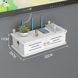 iDMRURvm WiFi Router Storage Box Shelf Wall Mount Cable Organiser Wall Hanging TV Cable Hide Box
