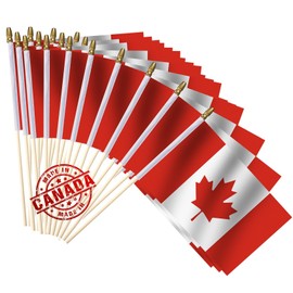 LOT OF 50-Small Canadian Canada Flags on Stick 5x8 in,Canada Day Outdoor Decor Small Mini Flags Hand Held Stick Flags Spear Top For Outside Patriotic Holiday Yard Patio Parade Marker 12.5''