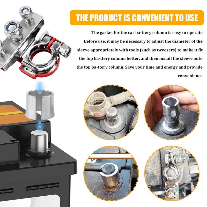 Rebvugr 2PCS Car Battery Post Terminal Shims, Battery Terminal Adapter,