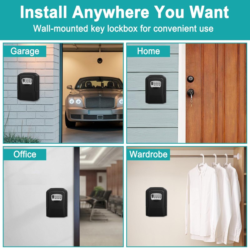 VOBUKE Key Safe with Combination Code, Outdoor Key Safe Weatherproof