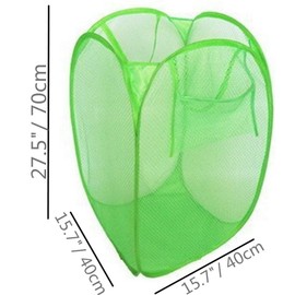 Extra Large Pop Up Mesh Hampers Collapsible Tall Nursery Laundry Basket For Storage Blankets Toys Clothes Net Sorter Bins,Green