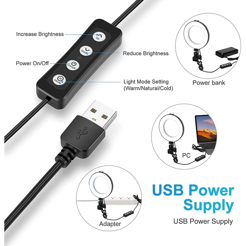 Ring Light for Computer, Video Conference Kit, 6" Ring Light