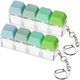 2 PCS Keyboard Fidget Toy, Keyboard Fidget Keychain 4-in-1 Keyboard Decompression Button Finger Clicker Toys, Button Stress Relief Fidget Gifts to Relief Stress (Fours Colors-Green)