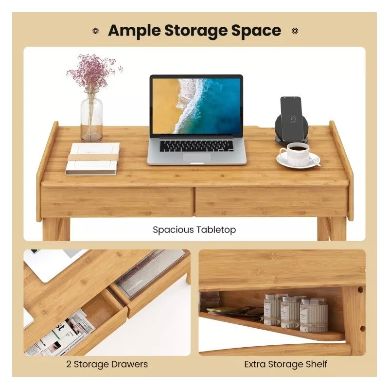 Costway Modern Home Office Computer Desk Writing with 2 Storage