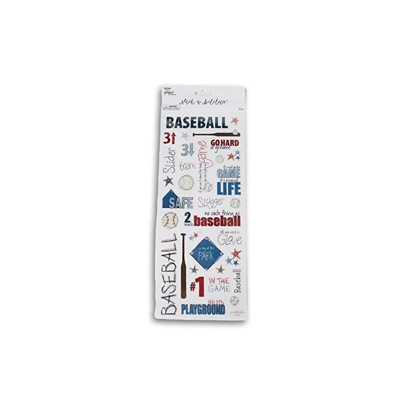 Baseball Doodle Stickers Adhesive Decals for Crafts, Cardmaking, Scrapbooks &