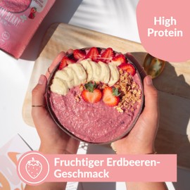 BREKKY - Protein Strawbeery - Smoothie Bowl - Vegan - 100% natürlich Zutaten - ohne Zuckerzusatz - easy Zubereitung - Superfood Mix - Frühstück