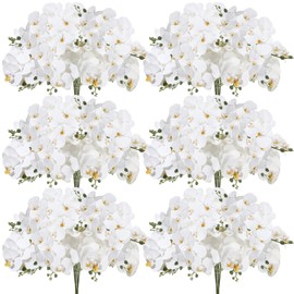 Zeyune 20 Pcs Artificial Phalaenopsis Flowers 32 Inch Natural Large Bloom Orchids 7 Blooms Fake Phalaenopsis Flower Artificial Orchid Flowers Stem Plants for Home Wedding Decoration