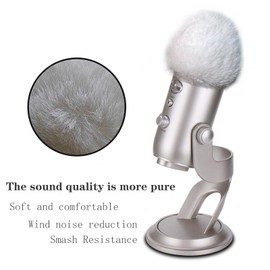 BCSAILVE Mic Cover for Blue Yeti Microphone, Pop Filter Windscreen Furry White