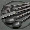 KINGSTONE 30 Pcs Black Hammered Silverware Set for 6, 18/10