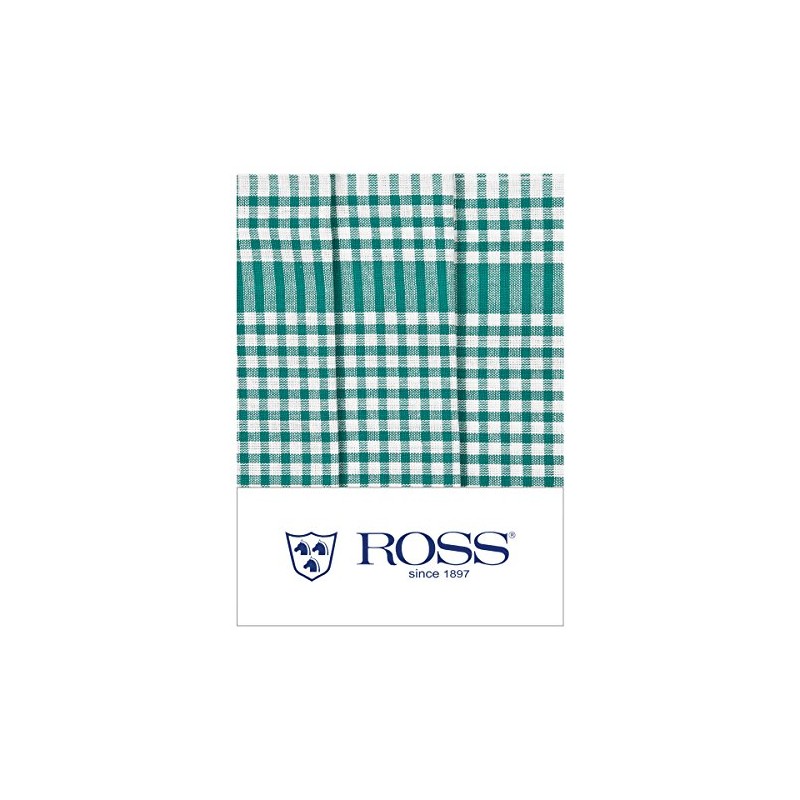 Ross Pack of 3 Cotton Tea Towels Farmer's Check Green