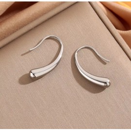 Unbranded Women's Lightweight Stainless Steel Silver Teardrop Hoop Dangle Earrings S13