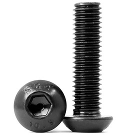 (Pack of 50) M6 x 20 mm Rounded Head Screws with Hexagon Socket 10.9 Degree Carbon Steel Allen Screws Full Thread Black