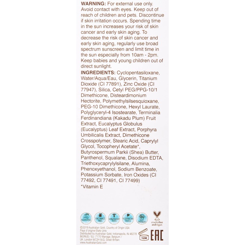 Australian Gold, Botanical Spf 50 Light Faces, brown, 89 milliliter