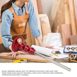 Mortice Gauge, Wood Marking Gauge, Wood Scribe Mortise Gauge Tool, Woodworking Wheel Marking Gauge, for Professionals or DIY Carpenter (Red)