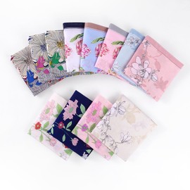HOULIFE Women's Handkerchiefs - Flower Handkerchiefs, Women's Handkerchiefs, Fabric Made of Pure 60S Combed Cotton for Everyday Use Wedding, 45 x 45 cm, 12 Pieces, mixed