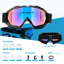 Adult Motorcycle Goggles, 2-Pack ATV Dirt Bike Goggles for Youth, Teens, Men & Women, Wide Vision Riding Off-Road Goggles