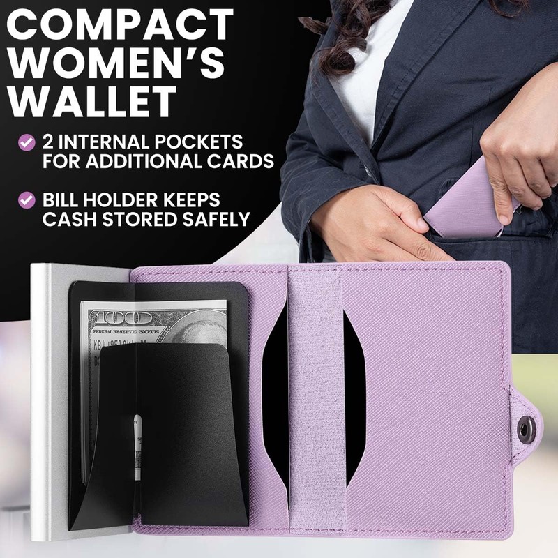 [Conceal Plus] カードblocrミニマリスト財布Bestメンズクレジットカードホルダー|スリムRFIDブロックフロントポケット財布デザインメンズorレディース カラー (ソフトピンク)