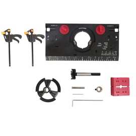 Giftprod Hinge Jig Drill with Two Clamps 35MM Concealed Hinge Jig Boring Hole Drill Guide Cutter Bit Set, Suitable for Face Frame Cabinet Cupboard Door Hinges (Black)