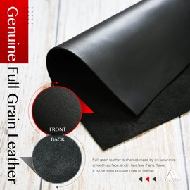 Black Full Grain Leather Pieces Cowhide Leather 1.5-1.7mm Thick Leather Squares Pre-Cut Leather Sheet Leather for Crafts (24"x14")