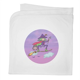 Azeeda 'Witch Riding Broomstick' Cotton Baby Blanket/Shawl (BY00039821)