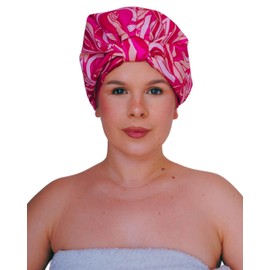OFFTOPIC Waterproof Shower Cap with 100% Silk Inner Protect Your Hair While You Wash and Maintain Your Hairstyle, Suitable for All Hair Types and Heads (Floral Rose, One Size)