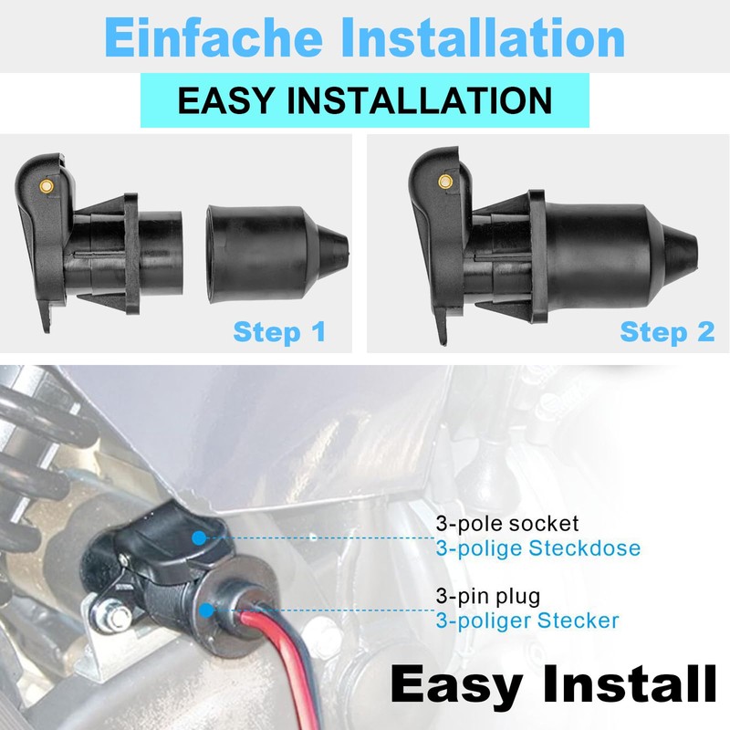 CXTM 3-Pin Trailer Socket 3-Pin Trailer Adapter 3-Pin Socket 12