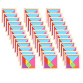 36-Piece Wooden Tangram Game for Children, Gifts Birthday Children School Montessori Gift Gioco Birthday Gifts for Children, Educational Toy Type Montessori Birthday School Puzzle
