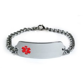 Hypertension Medical ID Alert Bracelet with Embossed Emblem from Stainless Steel. Style: Classic Wide, Premium Series.