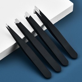 Multi-purpose Eyebrow Tweezer Set 4-piece Slant Flat 10ea