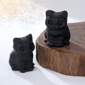 Sahoottie Black Cat Ornament Cat Statue Black Cat Gifts for Women Men Cat Lovers Black Ornament Matte Black Crystal Cat Ornament for Desk Bedroom Accessories