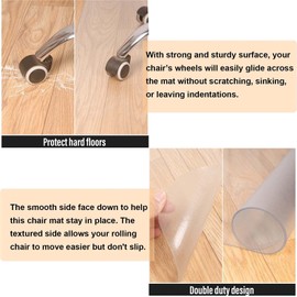 AiBOB Chair Mat for Hardwood Floor, 50 X 62 inches Desk Chair Mat for Wood and Tile Floors, Protection Mats for Office and Home, Easy Glide for Chairs