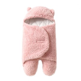 Cute Baby Swaddle Blanket Newborn Swaddle Wrap Soft Plush Receiving Swaddling Wrap Baby Sleep Sack with Feet Baby Sleeping Bag for Winter, L Size for 3-6 Months Babies