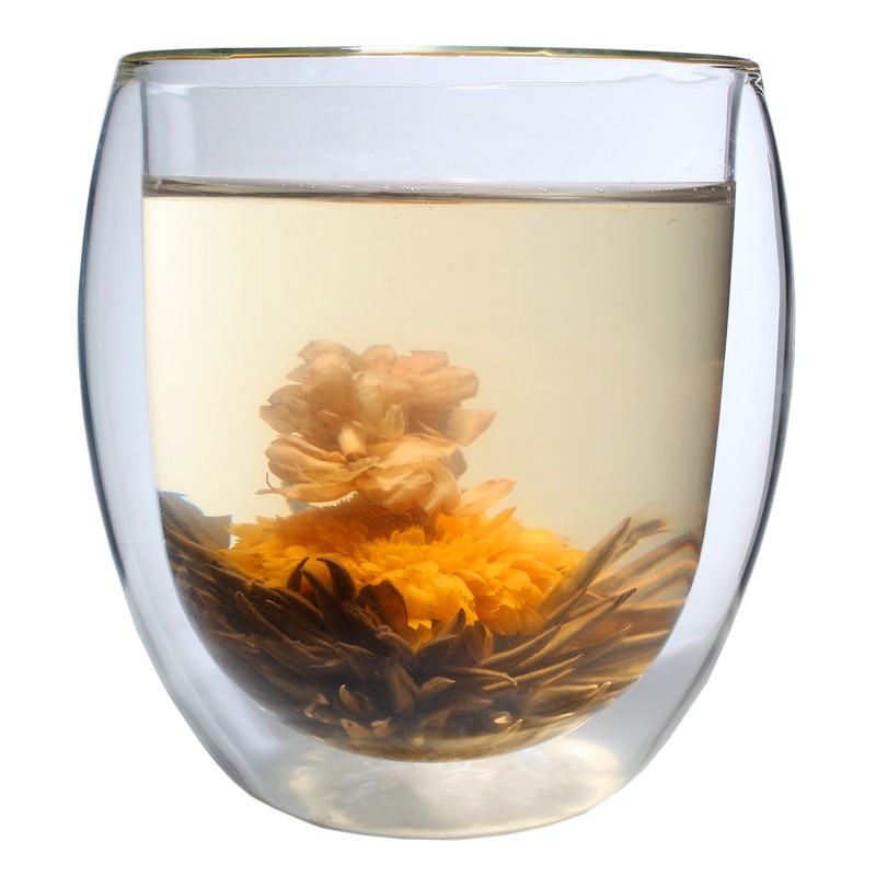 Feelino Ice-Bloom Double-Walled Jumbo Thermal Glasses Transparent Glasses incl. Tea