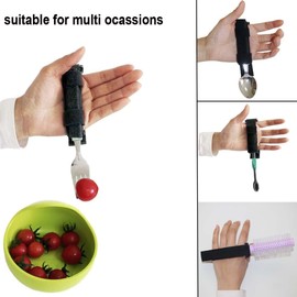 Disabled Eating Aid Adaptive Utensil Holder Easy Grip Spoon Fork Holder Belt Adjustable Dinning Helper for Weak Grip Hand Tremor Disabled Parkinson Stroke Arthritis