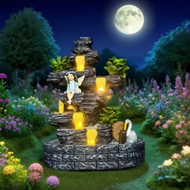 Fairy Garden Accessories Solar Fairies Landscape Statues,Whimsical Yard Decorations Outdoor Sculpture for Lawn Patio Porch Backyard,House Gardening Art Gift for Mom Women Kids