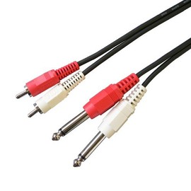 [Music Series] Line cable one side: RCA/pin plug x 2 (red and white) - one side: φ0.25 inch (6.3 mm) standard plug x 2 (red/white) / length 1.5m/C-097
