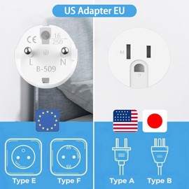 Travel Adaptor USA, 2 Pieces Travel Adapter USA to Europe, USA Adapter Socket Germany Plug, USA to DE Plug, USA to EU Socket, USA to DE Socket, European Plug, White